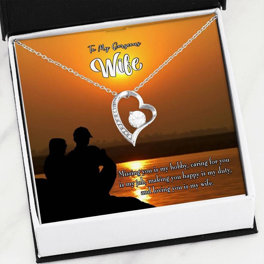 Gift For Wife Missing You Is My Hobby 18K Gold Forever Love Necklace