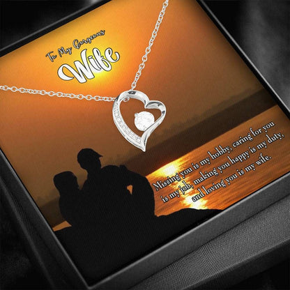 Gift For Wife Missing You Is My Hobby 18K Gold Forever Love Necklace