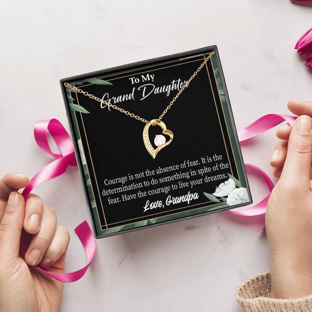 Gift For Granddaughter Live Your Dreams 18K Gold Forever Love Necklace