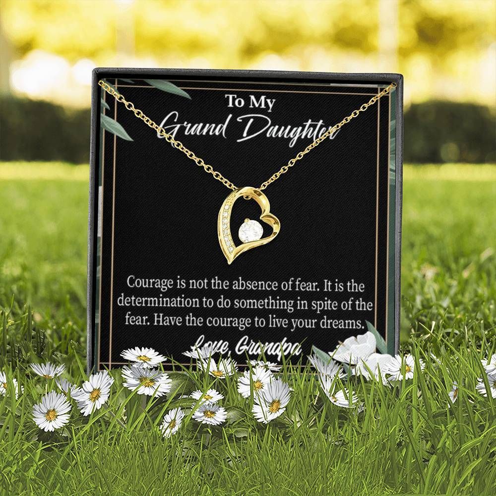 Gift For Granddaughter Live Your Dreams 18K Gold Forever Love Necklace