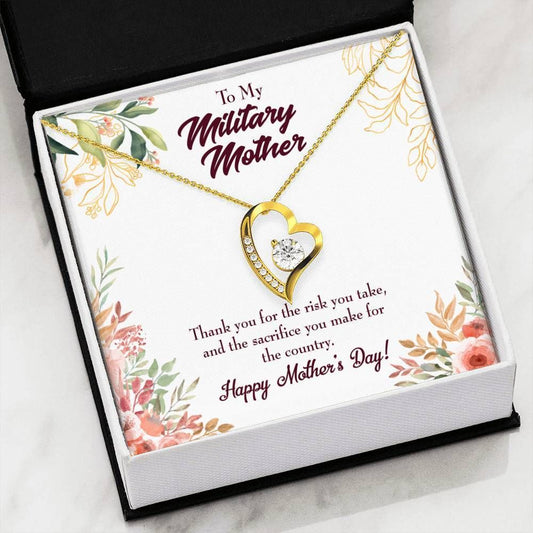 Happy Mother's Day Gift For Military Mother 18K Gold Forever Love Necklace