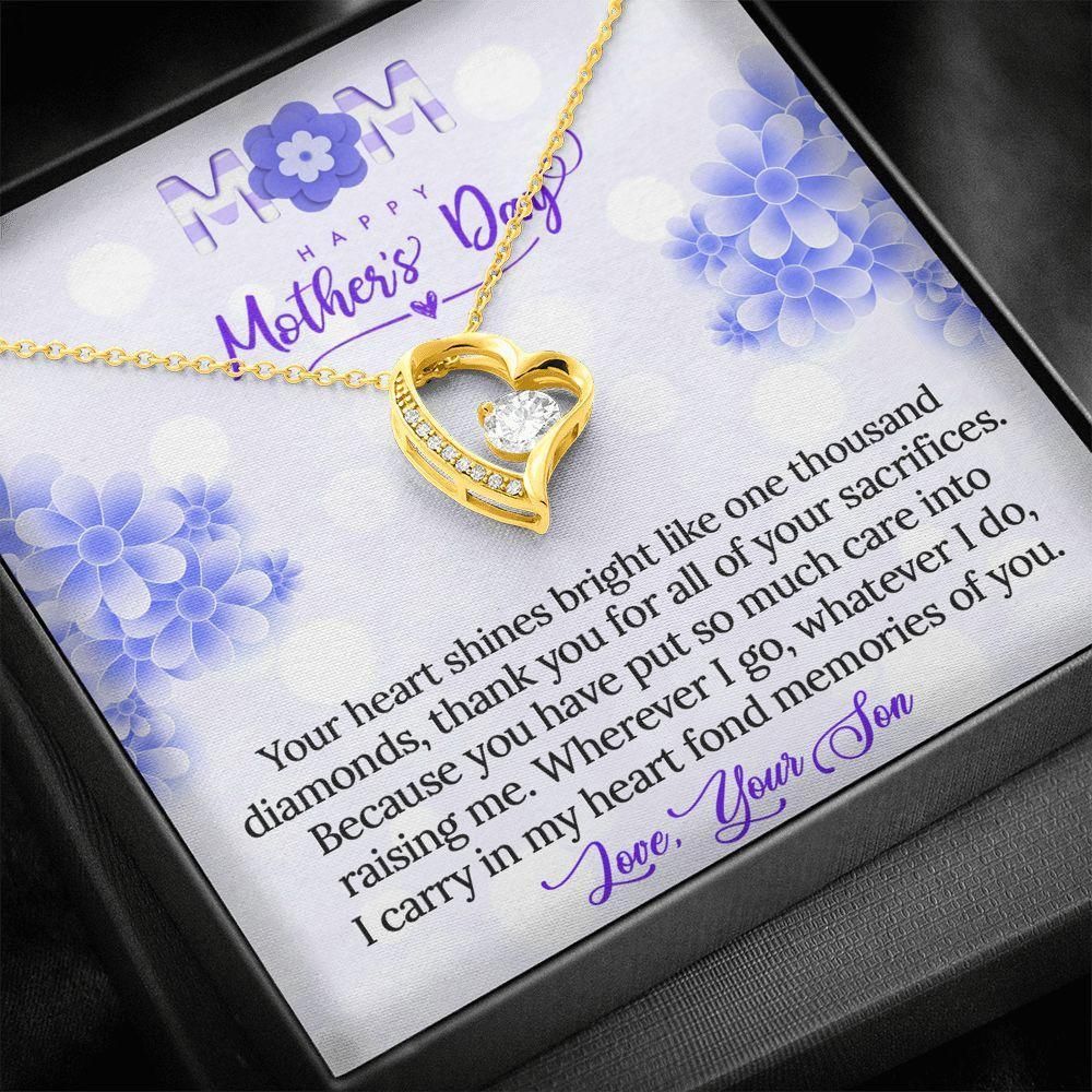 Happy Mother's Day Your Heart Shines Bright From Son Forever Love Necklace