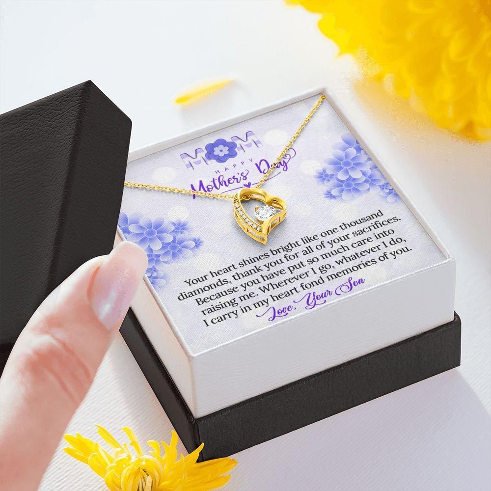 Happy Mother's Day Your Heart Shines Bright From Son Forever Love Necklace