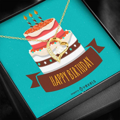 Birthday Cake Gift For Her 18K Gold Forever Love Necklace