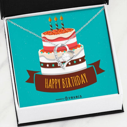 Birthday Cake Gift For Her 18K Gold Forever Love Necklace