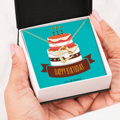 Birthday Cake Gift For Her 18K Gold Forever Love Necklace