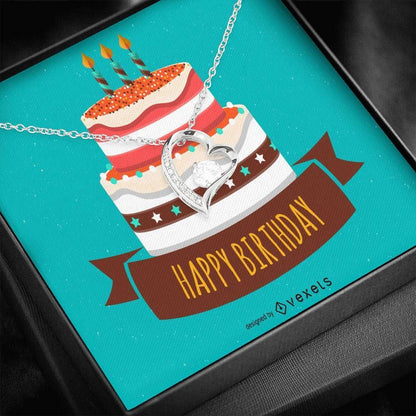 Birthday Cake Gift For Her 18K Gold Forever Love Necklace