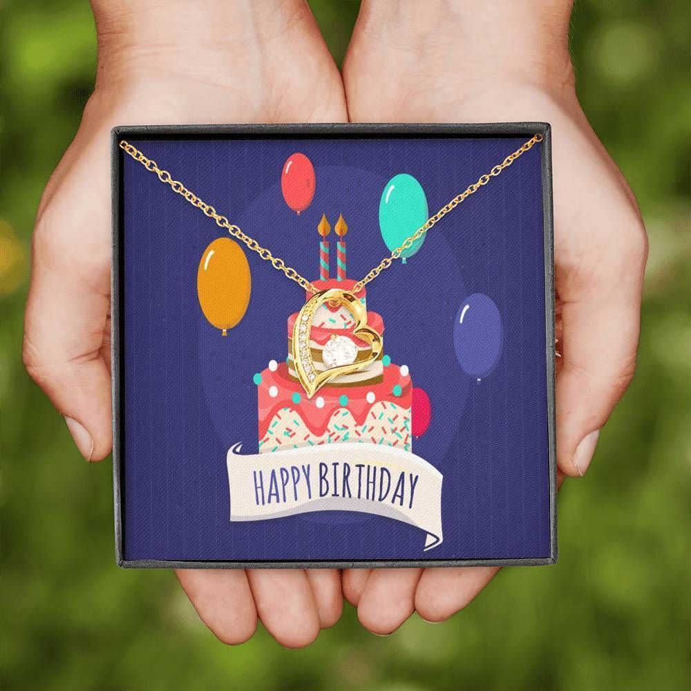 Birthday Cakes And Balloons 18K Gold Forever Love Necklace Gift For Women Forever Love Necklace Forever Love Necklace