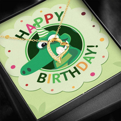 Happy Birthday Crocodile 18K Gold Forever Love Necklace