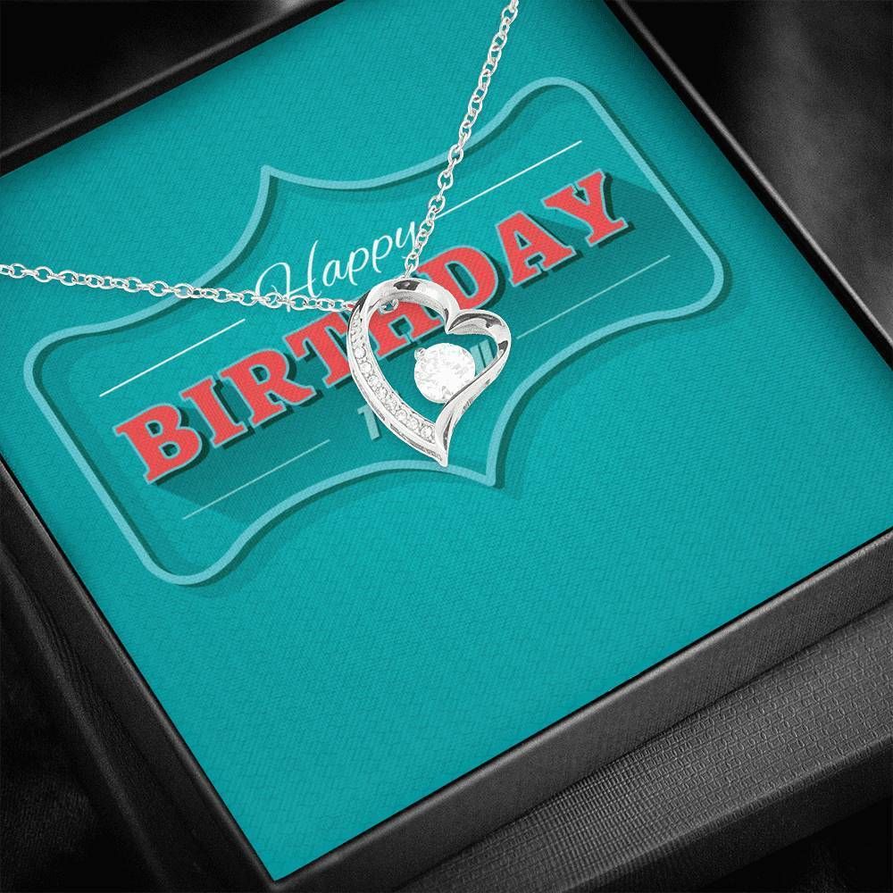 Happy Birthday Blue Background 18K Gold Forever Love Necklace Gift For Forever Love Necklace Forever Love Necklace