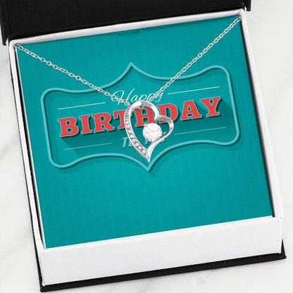 Happy Birthday Blue Background 18K Gold Forever Love Necklace Gift For Forever Love Necklace Forever Love Necklace