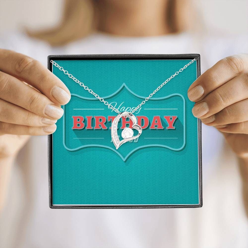 Happy Birthday Blue Background 18K Gold Forever Love Necklace Gift For Forever Love Necklace Forever Love Necklace