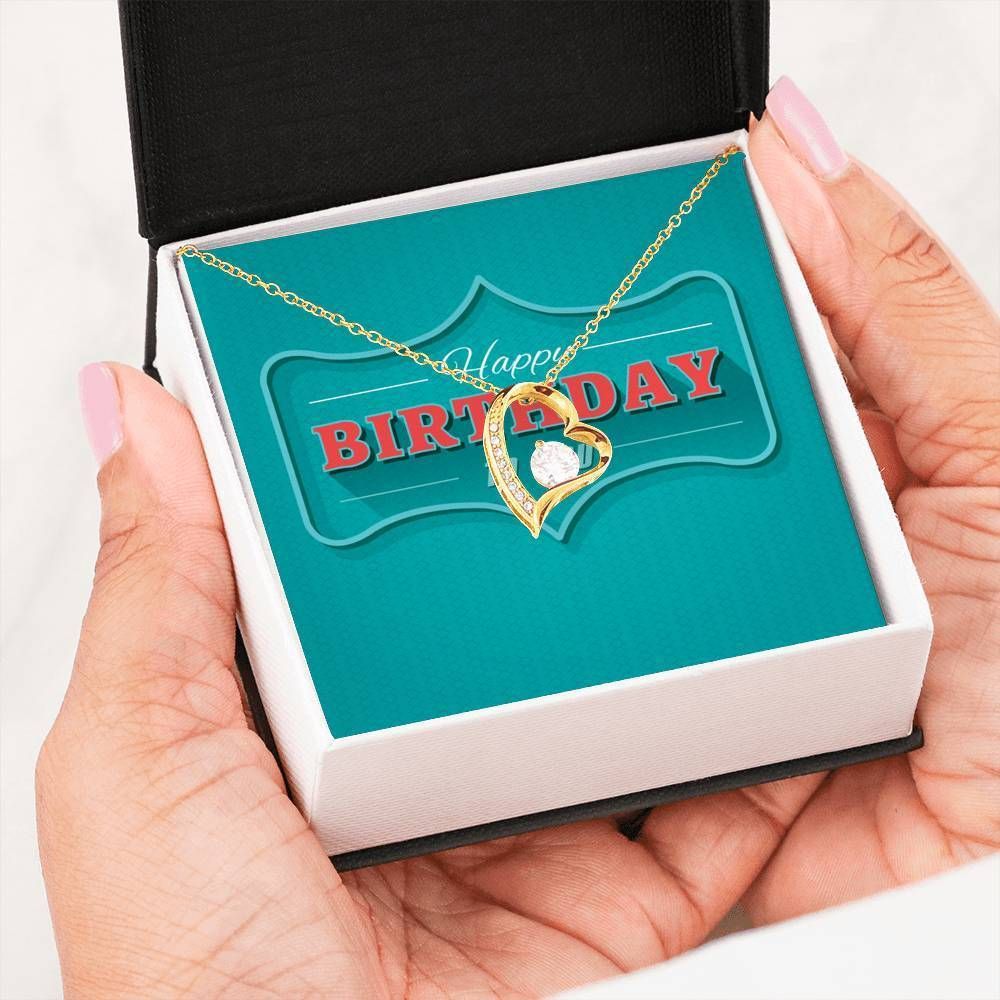 Happy Birthday Blue Background 18K Gold Forever Love Necklace Gift For Forever Love Necklace Forever Love Necklace