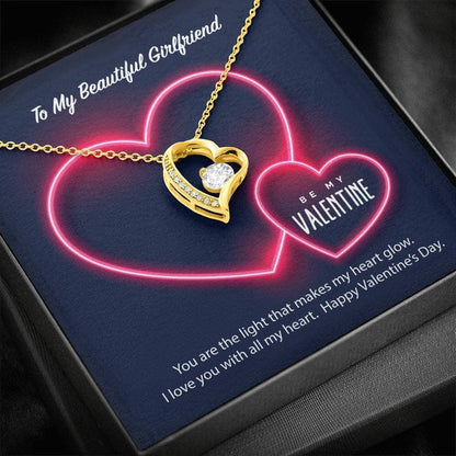 14K White Gold Forever Love Necklace Gift For Girlfriend Be My Valentine