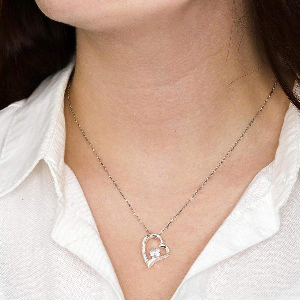 14K White Gold Forever Love Necklace Gift For Girlfriend Be My Valentine