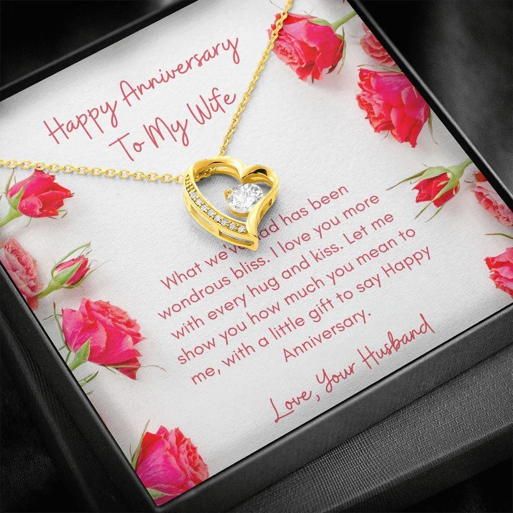 Happy Anniversary Gift For Wife Red Roses Forever Love Necklace