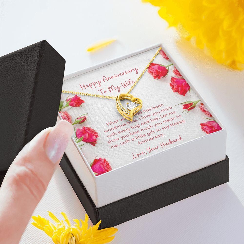 Happy Anniversary Gift For Wife Red Roses Forever Love Necklace