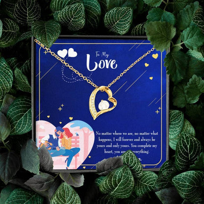 18K Gold Forever Love Necklace Gift For Wife You Complete Me Forever Love Necklace Forever Love Necklace