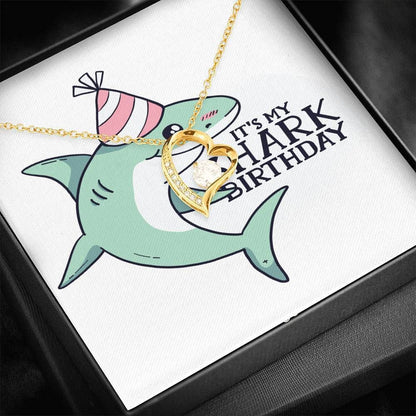 It's My Shark Birthday Gift For Kids 18K Gold Forever Love Necklace