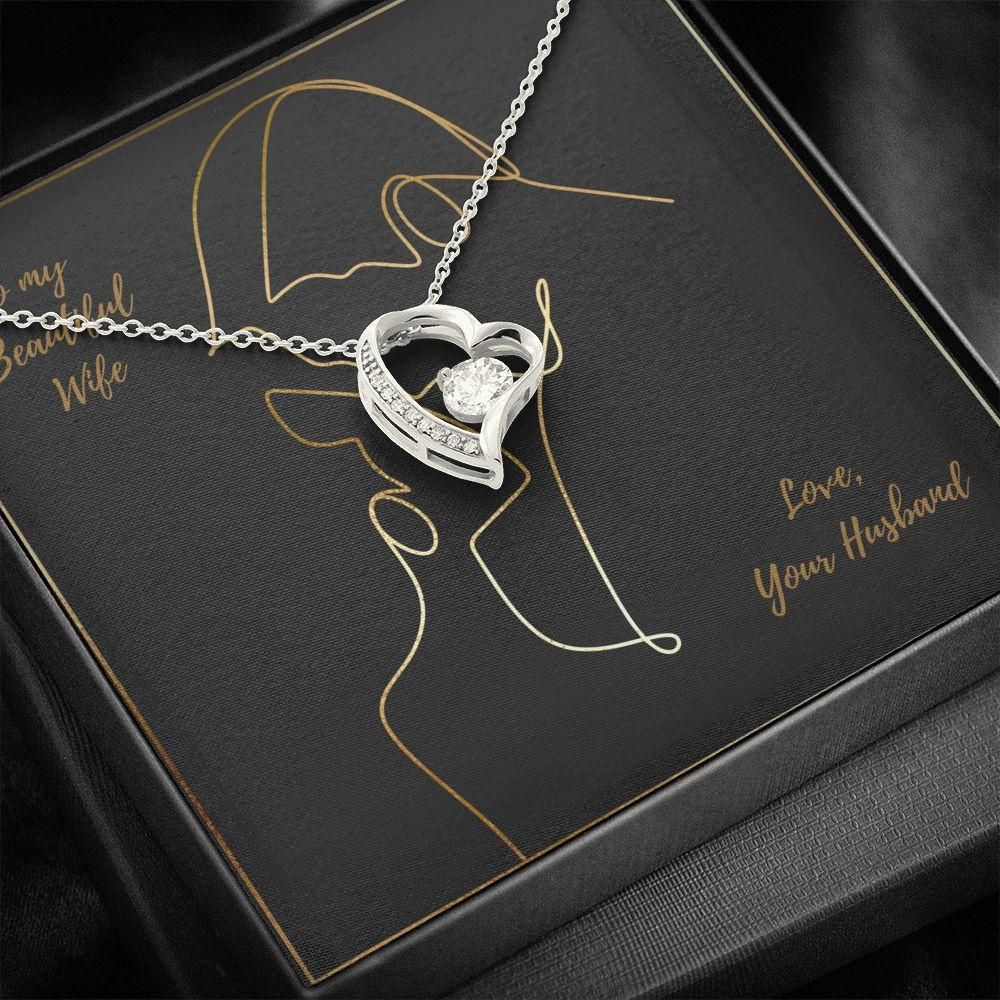 Minimalist Couple Drawing Gift For Wife Forever Love Necklace