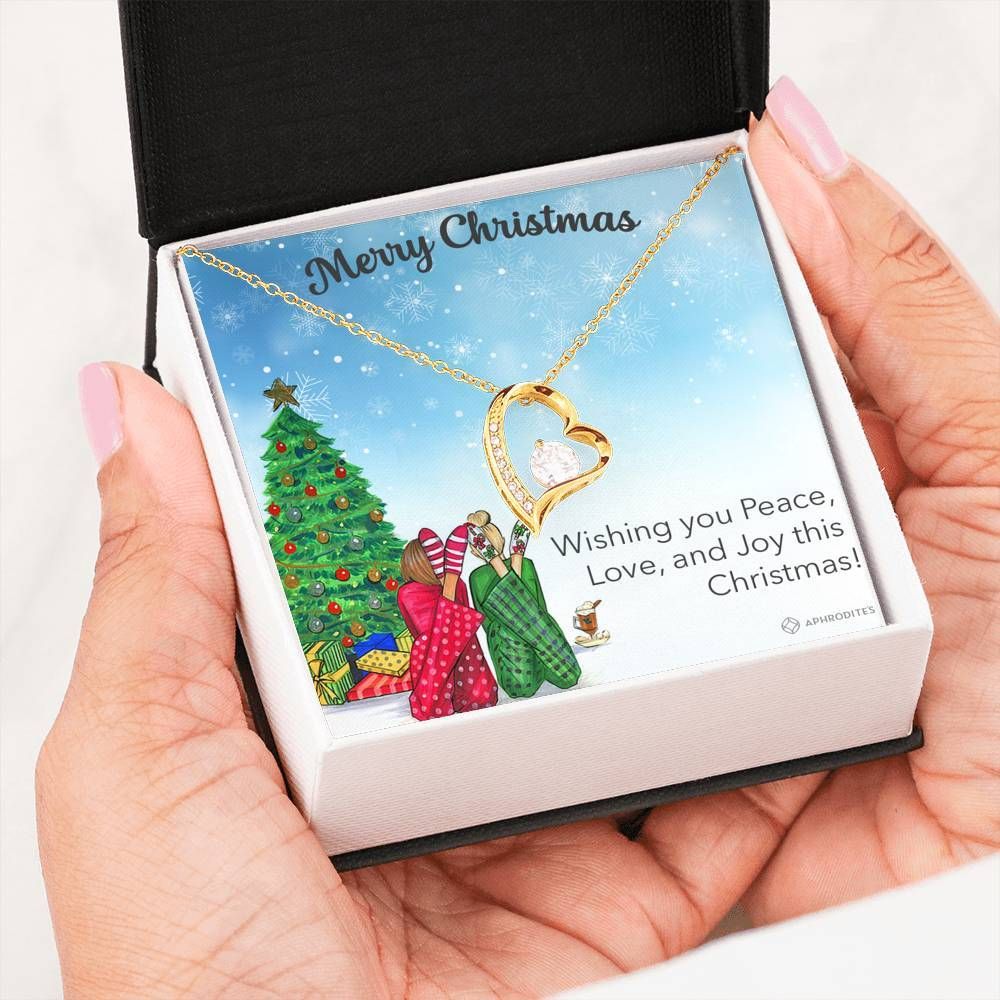 Merry Christmas Wishing You Peace Love Joy Forever Love Necklace