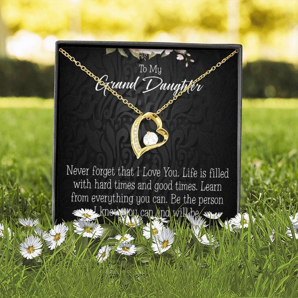 Never Forget That I Love You Gift For Granddaughter 18K Gold Forever Love Necklace