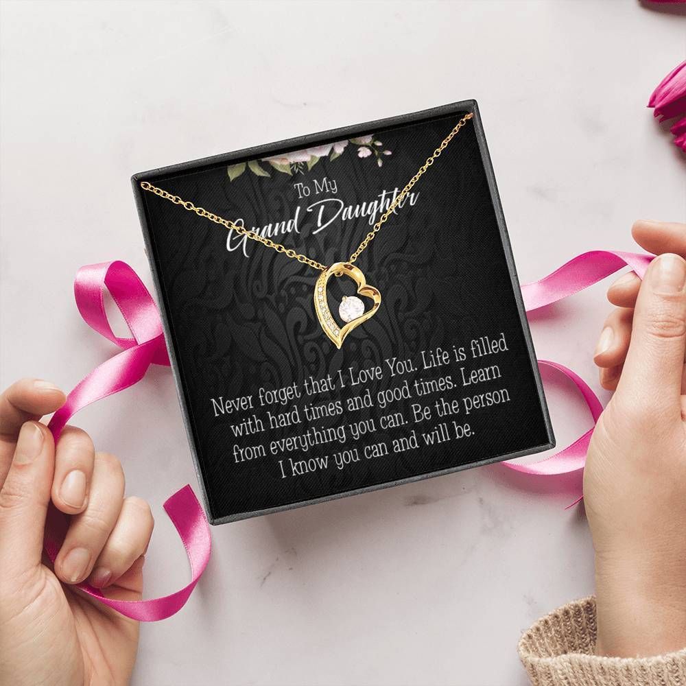 Never Forget That I Love You Gift For Granddaughter 18K Gold Forever Love Necklace