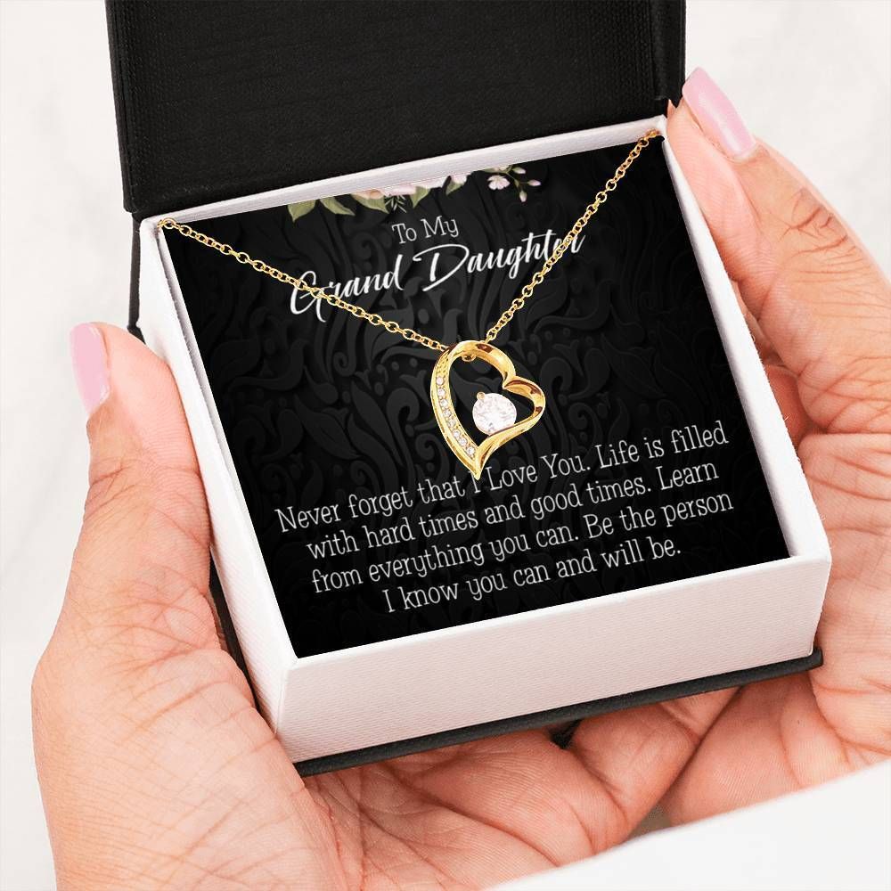 Never Forget That I Love You Gift For Granddaughter 18K Gold Forever Love Necklace