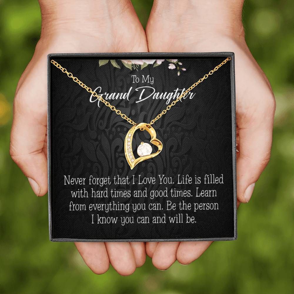 Never Forget That I Love You Gift For Granddaughter 18K Gold Forever Love Necklace