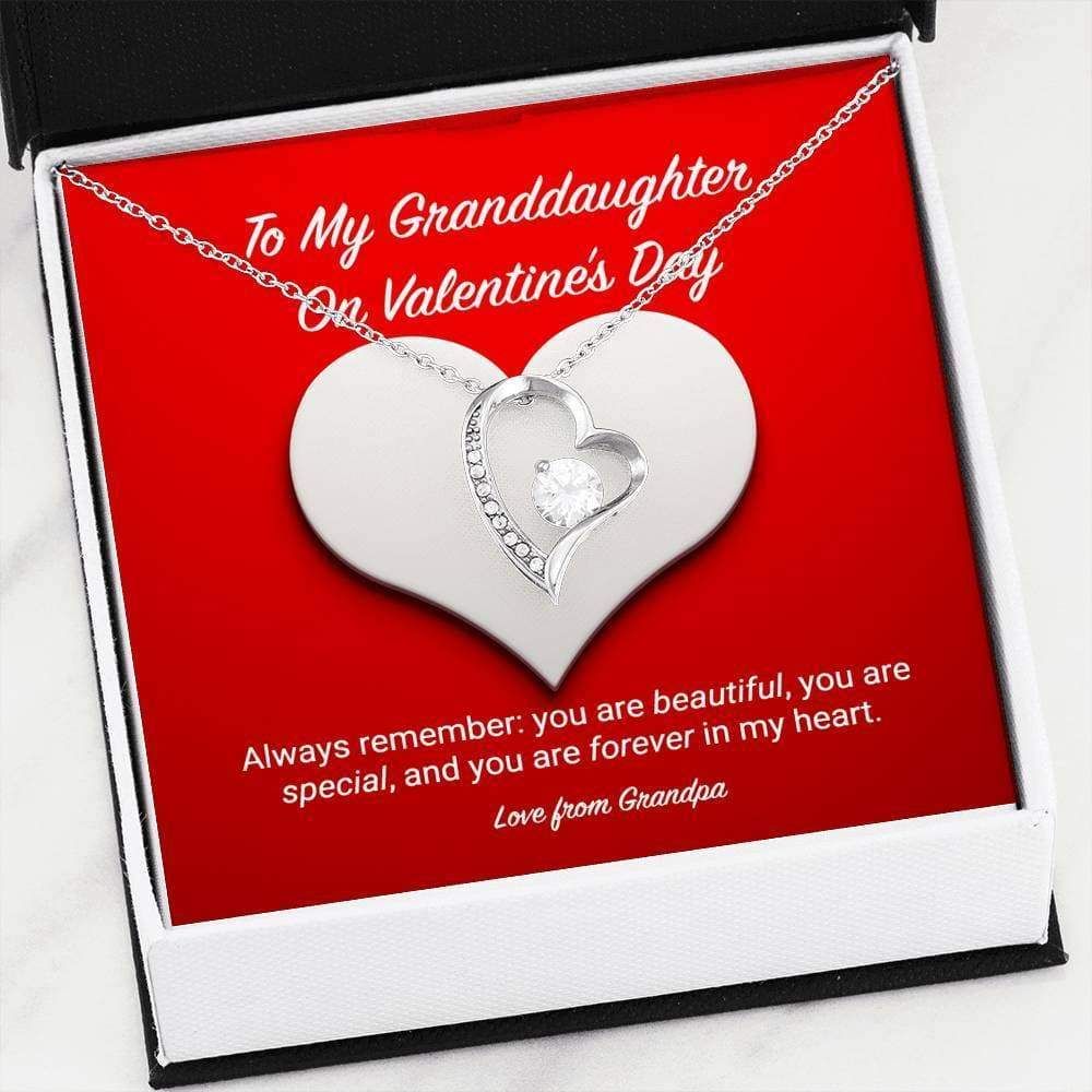 You Are Forever In My Heart Gift For Granddaughter 14K White Gold Forever Love Necklace