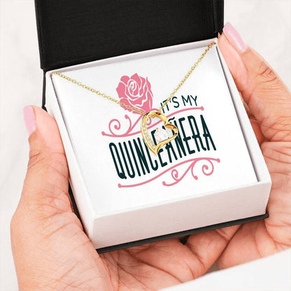 It's My Quinceañera Birthday 18K Gold Forever Love Necklace Gift For Women Forever Love Necklace Forever Love Necklace