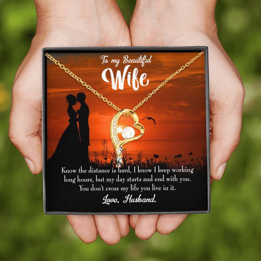 Know The Distance Is Hard 18K Gold Forever Love Necklace Gift For Wife Forever Love Necklace Forever Love Necklace