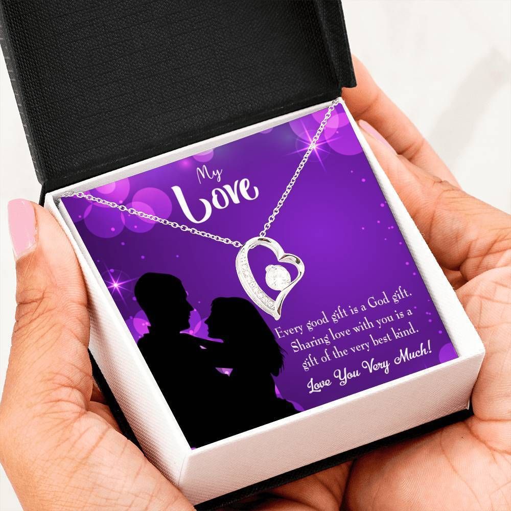 Sharing Love With You 18K Gold Forever Love Necklace Gift For Hers Forever Love Necklace Forever Love Necklace