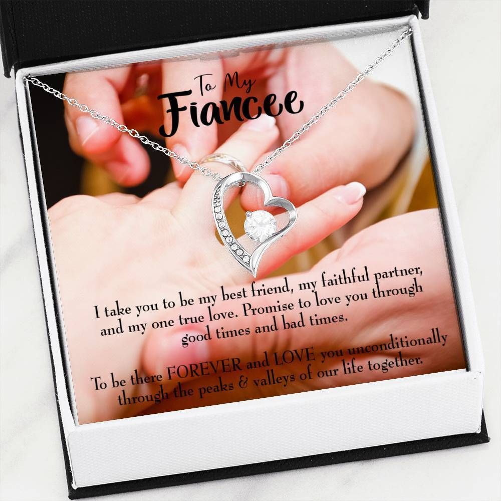 Love You Through Good Times And Hard Times Gift For Fiancee 18K Gold Forever Love Necklace