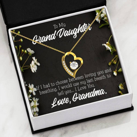 Loving You And Breathing 18K Gold Forever Love Necklace Grandma Gift For Granddaughter Forever Love Necklace Forever Love Necklace