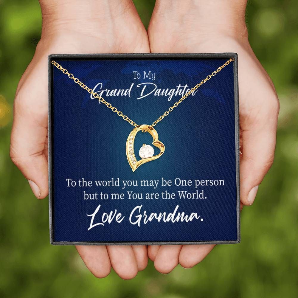 You Are The World 18K Gold Forever Love Necklace Grandma Gift For Granddaughter Forever Love Necklace Forever Love Necklace