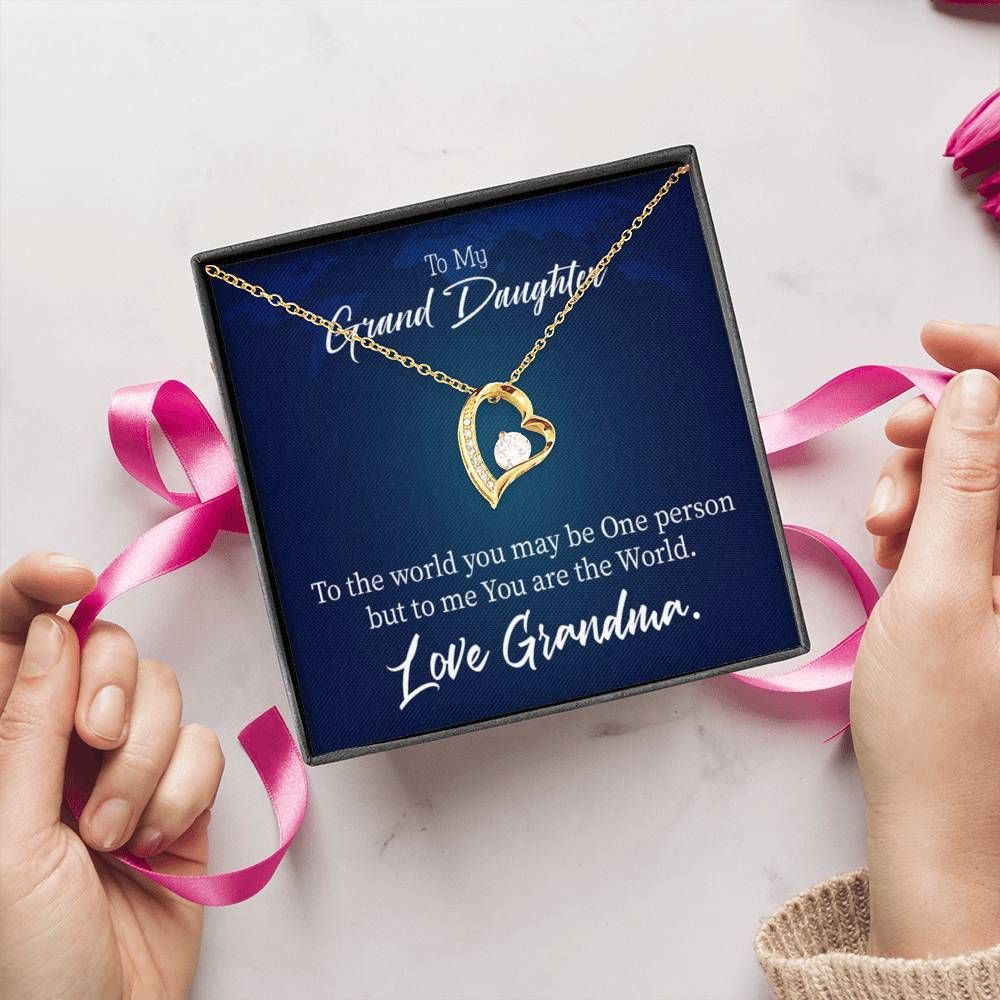 You Are The World 18K Gold Forever Love Necklace Grandma Gift For Granddaughter Forever Love Necklace Forever Love Necklace