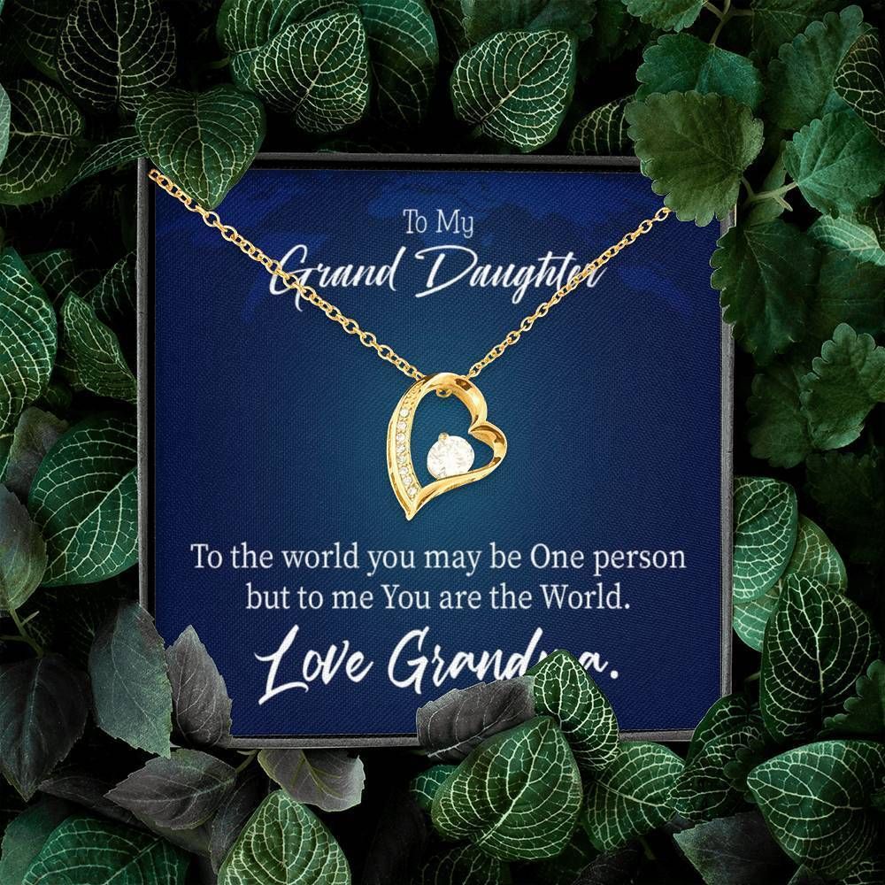 You Are The World 18K Gold Forever Love Necklace Grandma Gift For Granddaughter Forever Love Necklace Forever Love Necklace