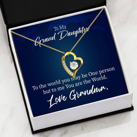 You Are The World 18K Gold Forever Love Necklace Grandma Gift For Granddaughter Forever Love Necklace Forever Love Necklace