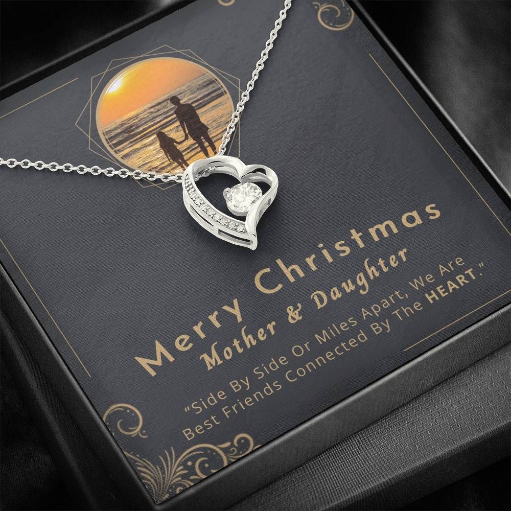 Dusk Beach Gift For Mother Side By Side Or Miles Apart 18k Gold Forever Love Necklace