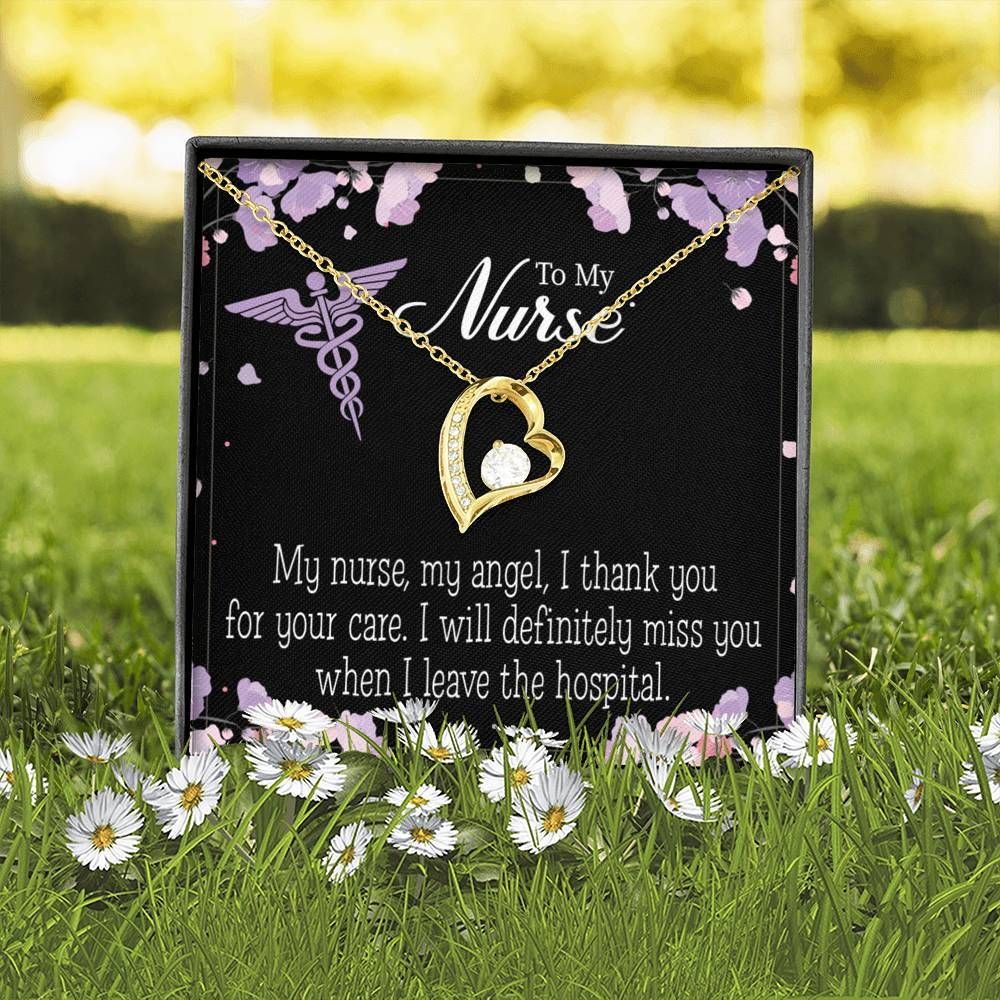 Stunning Flowers Gift For Nurse My Angel Forever 18k Gold Forever Love Necklace