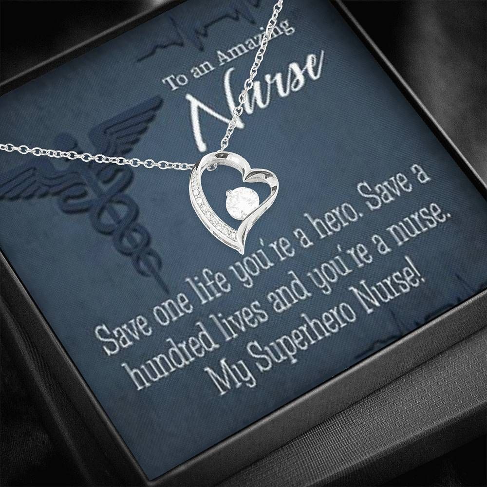 Appreciation Gift For Nurse My Superhero Nurse Forever Love Necklace