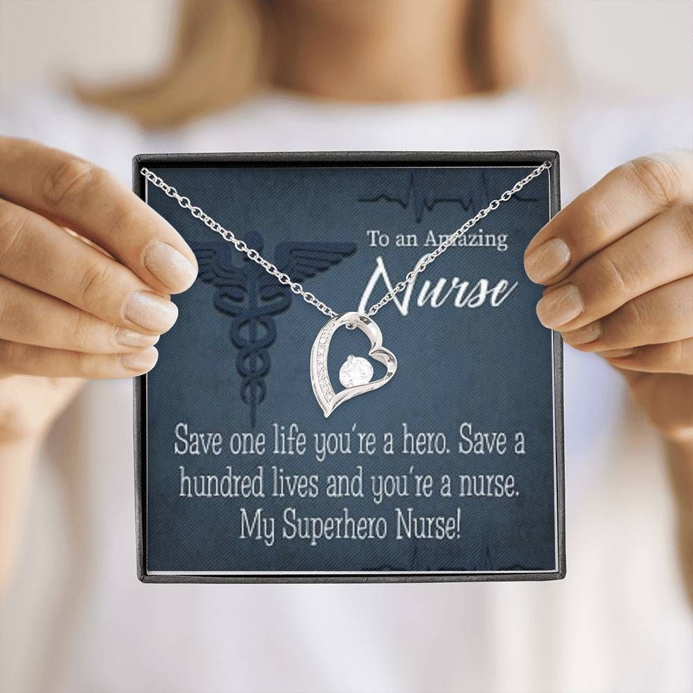 Appreciation Gift For Nurse My Superhero Nurse Forever Love Necklace