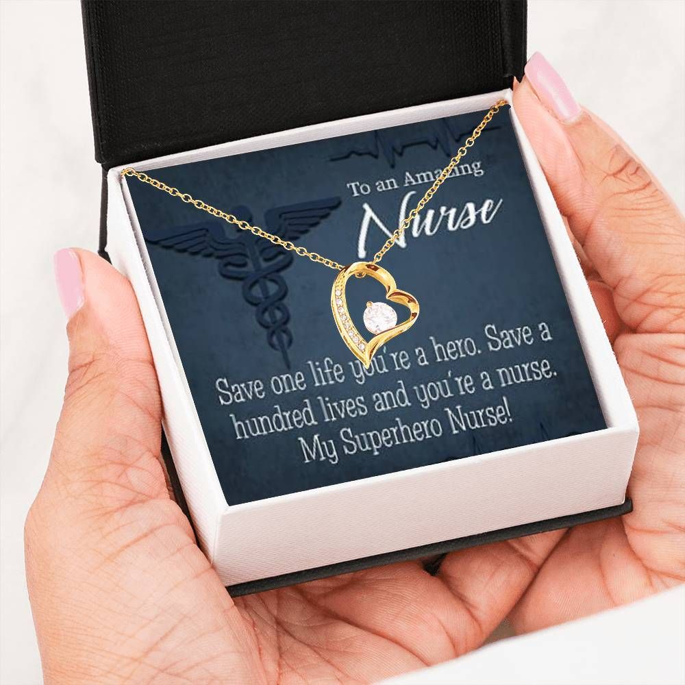 Appreciation Gift For Nurse My Superhero Nurse Forever Love Necklace