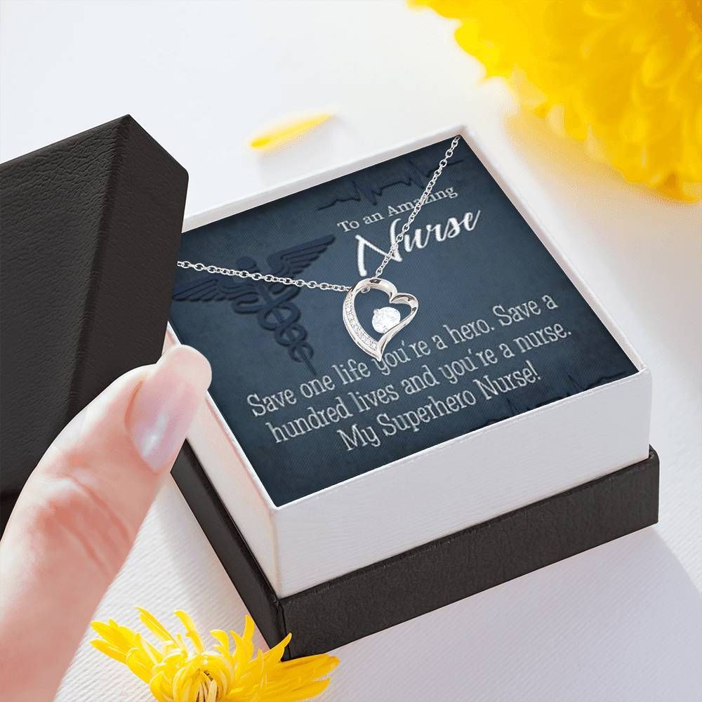 Appreciation Gift For Nurse My Superhero Nurse Forever Love Necklace