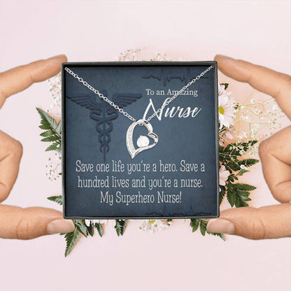 Appreciation Gift For Nurse My Superhero Nurse Forever Love Necklace