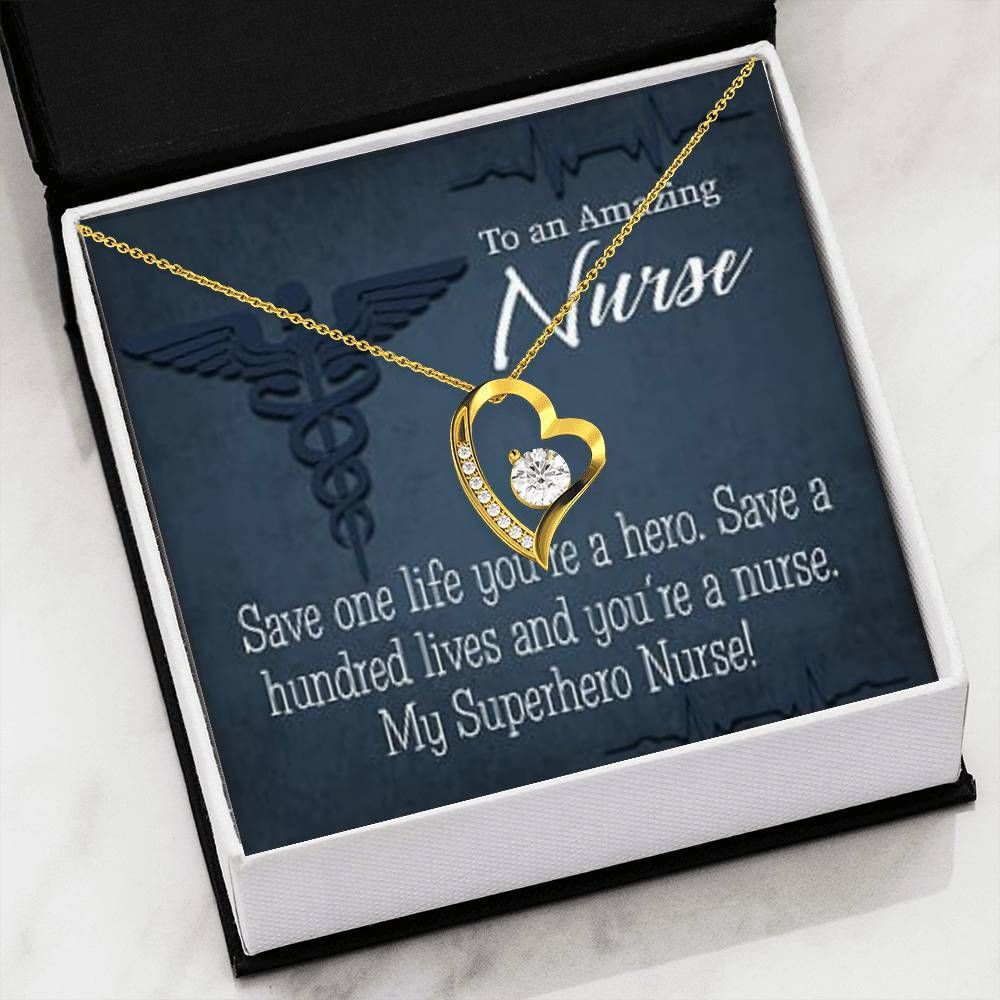 Appreciation Gift For Nurse My Superhero Nurse Forever Love Necklace