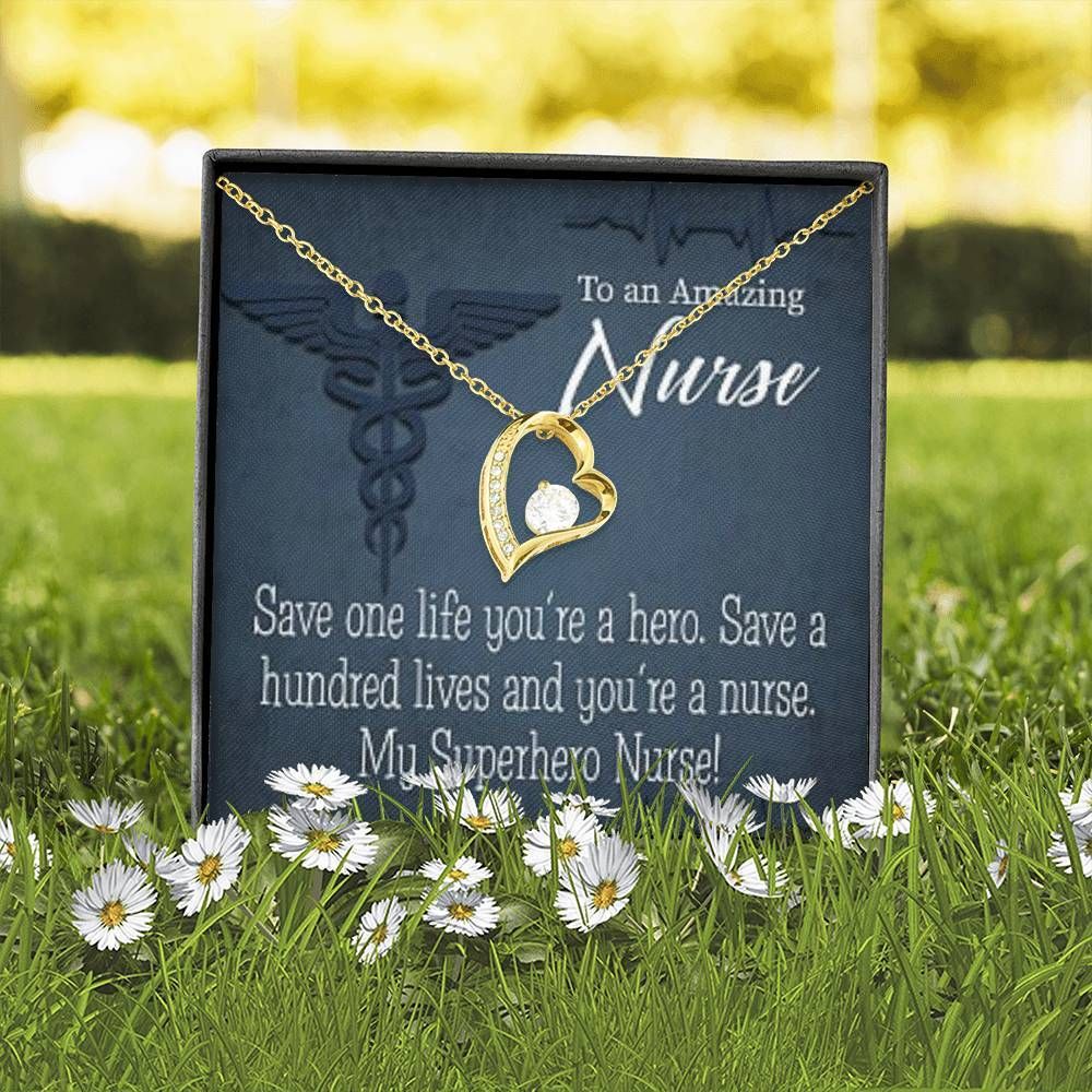 Appreciation Gift For Nurse My Superhero Nurse Forever Love Necklace