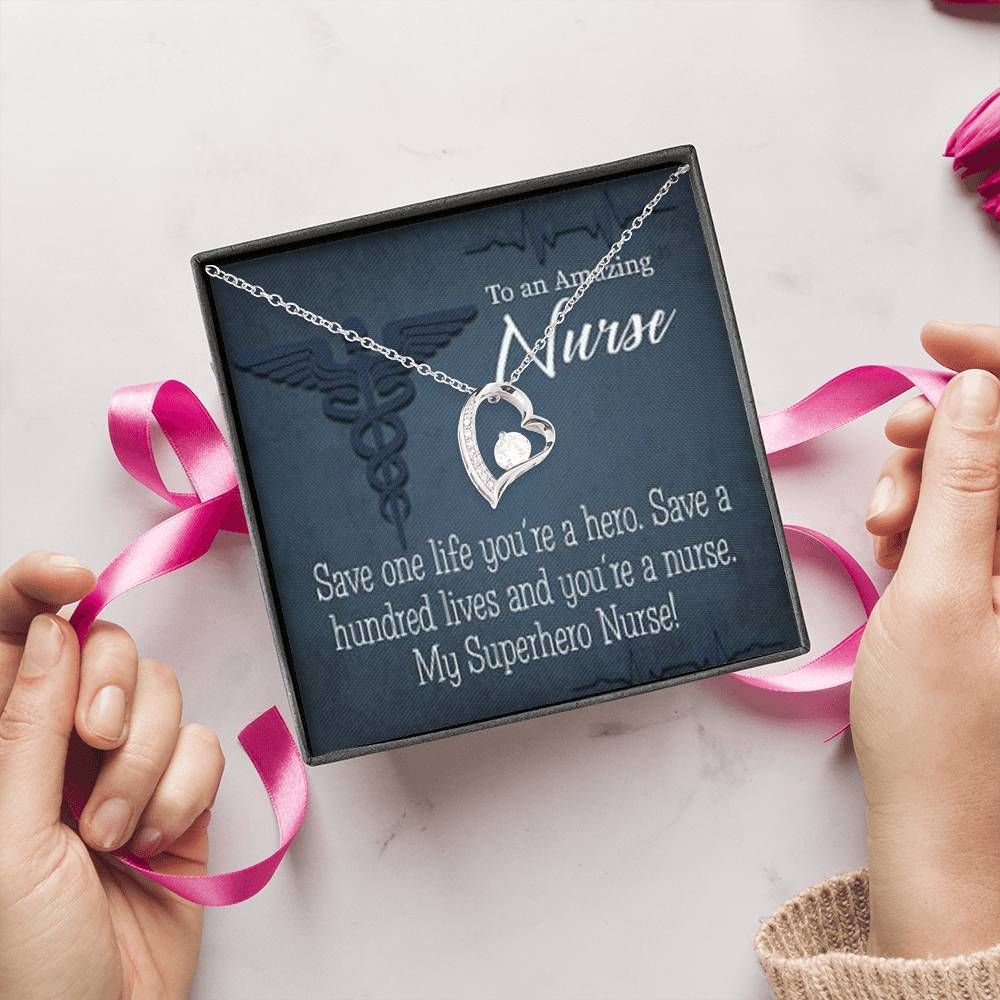 Appreciation Gift For Nurse My Superhero Nurse Forever Love Necklace