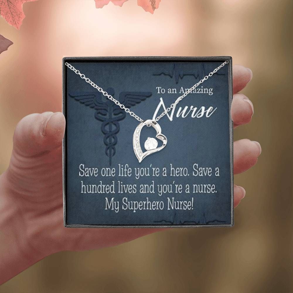 Appreciation Gift For Nurse My Superhero Nurse Forever Love Necklace